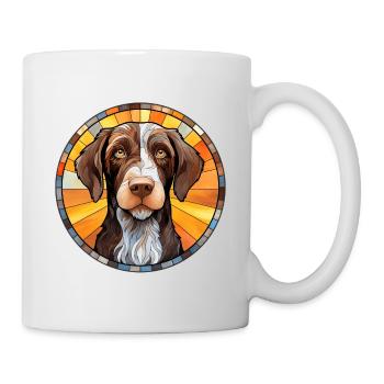 Deutsch Drahthaar Vorstehhhund Rasse Aquarell Gla - Tasse - Weiß - Rechts