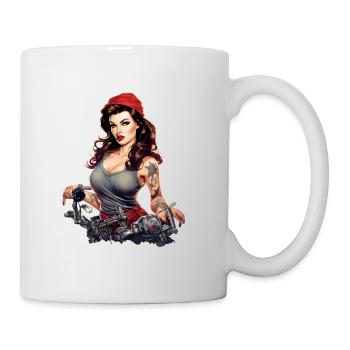 Lydia Pinup-Mechanikerin - Tasse - Weiß - Rechts