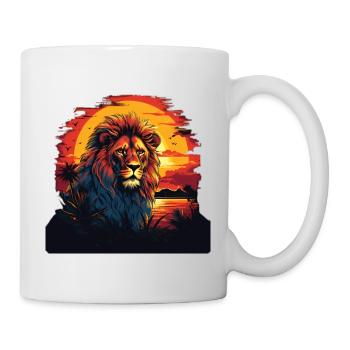 King Lion at sunset - Mug - white - Right