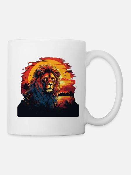 Le roi Lion au coucher du soleil - Mug blanc - blanc