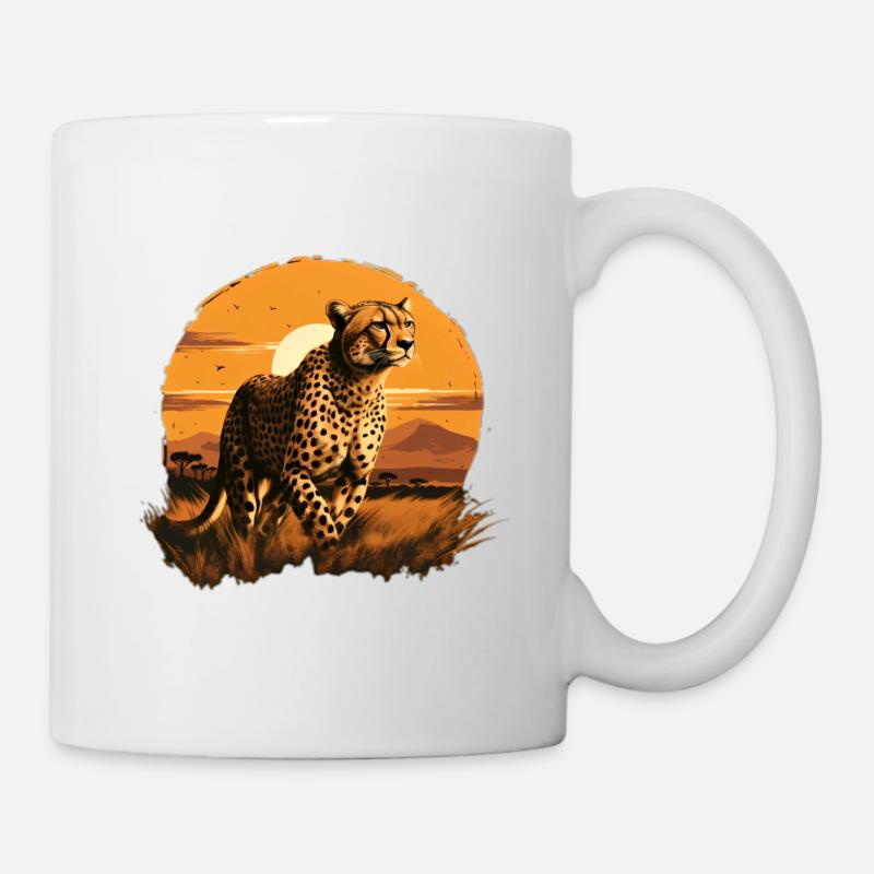 Guépard courant au coucher du soleil - Mug blanc - blanc
