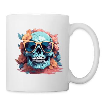 Crâne frais avec lunettes de soleil - Mug blanc - blanc - Droite