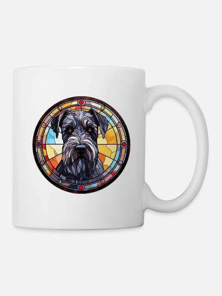 Verre aquarelle de race de chien schnauzer géant - Mug blanc - blanc