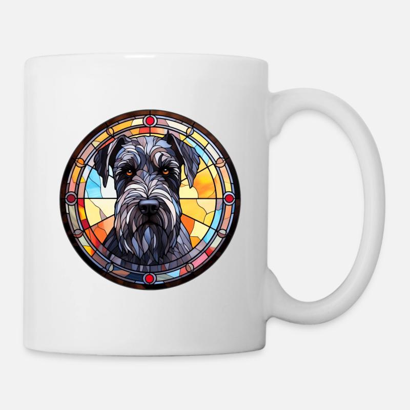 Verre aquarelle de race de chien schnauzer géant - Mug blanc - blanc
