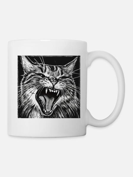 Angry Cat - Tasse - Weiß