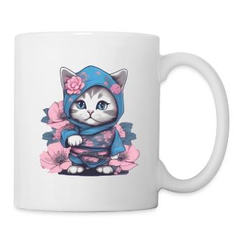 Le chat ninja: prêt pour la bataille et prêt à tout - Mug blanc - blanc - Droite