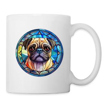 Mops Hunderasse Aquarellglas - Tasse - Weiß - Rechts