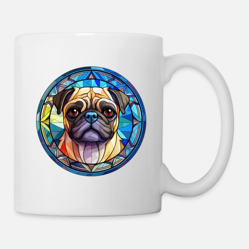 Pug Dog Race Aquarelle Verre - Mug blanc - blanc