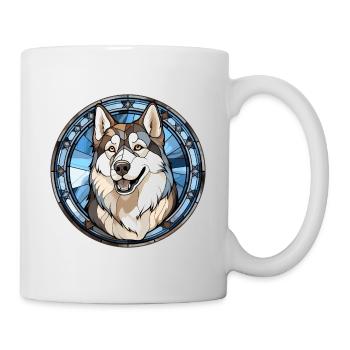 Siberian Huskie Hunderasse Aquarellglas - Tasse - Weiß - Rechts