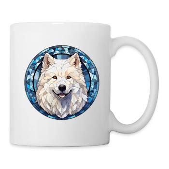 Samoyed Dog Breed Watercolor Glass - Mug - white - Right