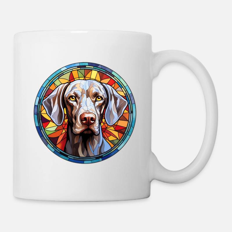 Weimaraner Hunderasse Aquarellglas - Tasse - Weiß
