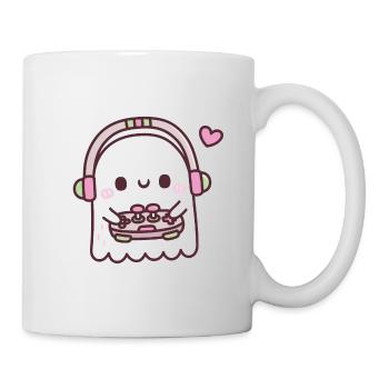 Cute Ghost Gamer Playing Video Games - Mug - white - Right