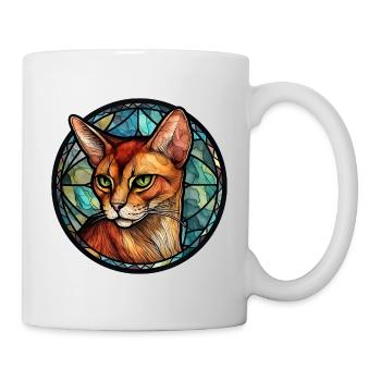 Abessinierkatze Rasse Aquarellglas - Tasse - Weiß - Rechts