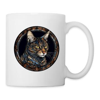 Arabische Mau-Katzenrasse Aquarellglas - Tasse - Weiß - Rechts
