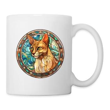 Abessinierkatze Rasse Aquarellglas - Tasse - Weiß - Rechts