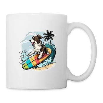 Surft auf Doggy - Tasse - Weiß - Rechts