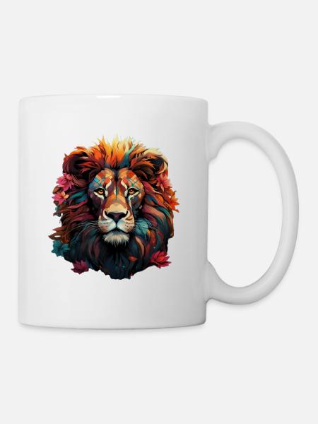 Beau motif de lion coloré - Mug blanc - blanc