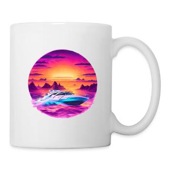 Speedboat in the sunset - Mug - white - Right