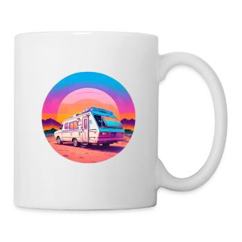 Wohnwagen am Strand im Sonnenuntergang - Tasse - Weiß - Rechts