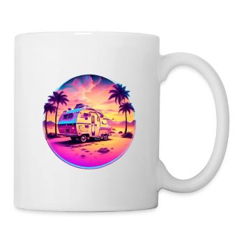 Camping Wagen am Strand im Sonnenuntergang - Tasse - Weiß - Rechts