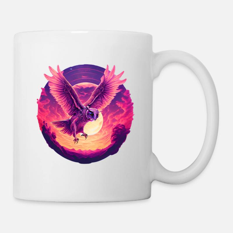 Wunderschöne Eule im Wonnenuntergang - Tasse - Weiß