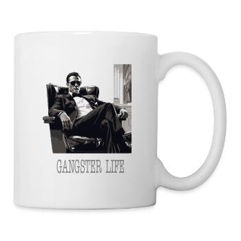Chef de la mafia avec des lunettes de soleil « Gangster Life » - Mug blanc - blanc - Droite