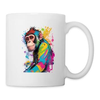 Wunderschöner farbiger Schimpanse - Tasse - Weiß - Rechts