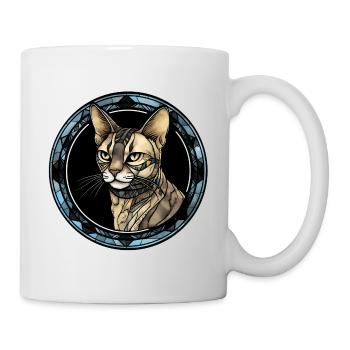 Ägyptische Mau-Katzenrasse Aquarellglas - Tasse - Weiß - Rechts