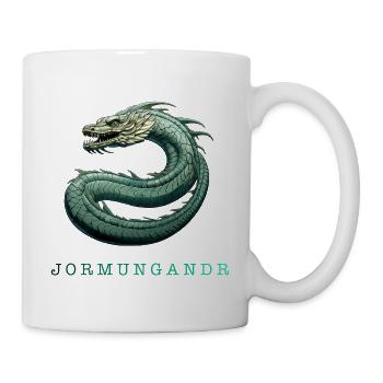 Die Midgardschlange „Jormungandr“ mit Schrift - Tasse - Weiß - Rechts