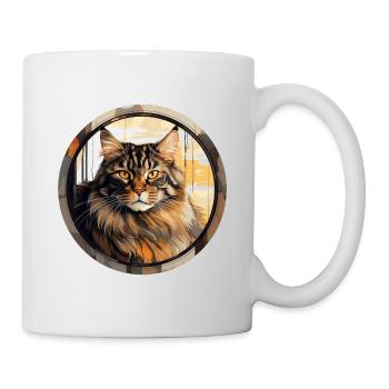 Maine Coon Katze - Tasse - Weiß - Rechts