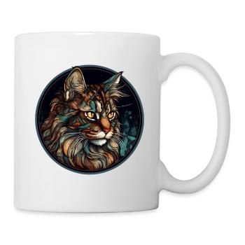 Maine Coon Cat Breed Aquarelle Verre - Mug blanc - blanc - Droite