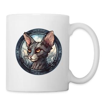 Lykoi Katzenrasse Aquarellglas - Tasse - Weiß - Rechts