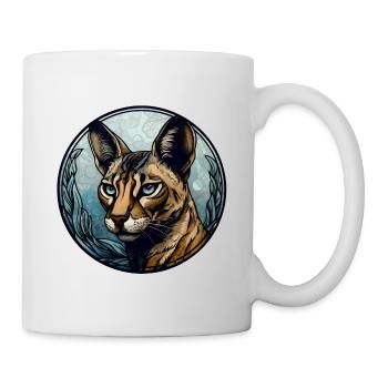 Savannah Katzenrasse Aquarellglas - Tasse - Weiß - Rechts