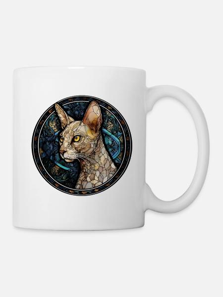 Peterbald Katzenrasse Aquarellglas - Tasse - Weiß