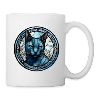 Verre aquarelle de race de chat bleu russe - Mug blanc - blanc - Droite