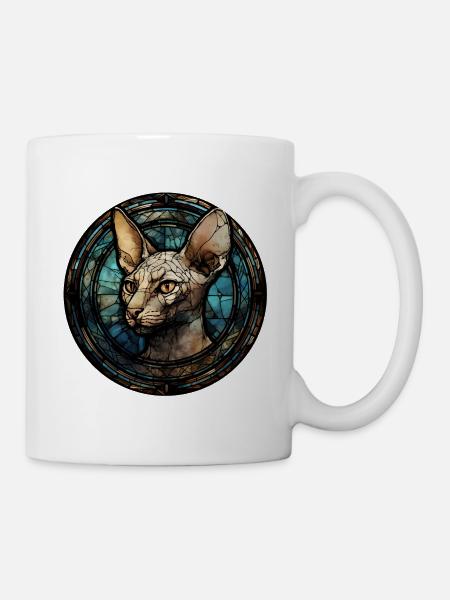 Peterbald Katzenrasse Aquarellglas - Tasse - Weiß