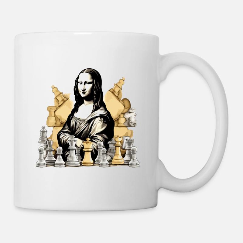 Mona im Schach - Tasse - Weiß