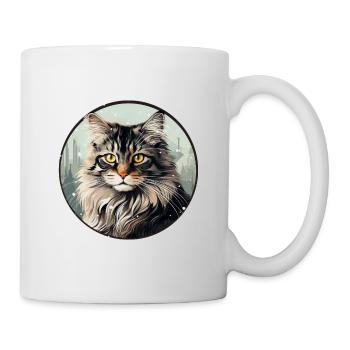 Norwegische Waldkatze - Tasse - Weiß - Rechts