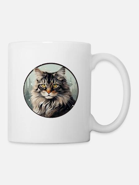 Norwegische Waldkatze - Tasse - Weiß
