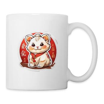 Chat chanceux chinois - Mug blanc - blanc - Droite