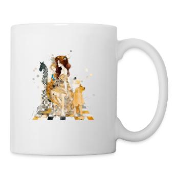 Femme et girafe échiquéenne - Mug blanc - blanc - Droite