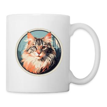Norwegische Waldkatze - Tasse - Weiß - Rechts