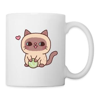 Chat siamois mignon avec balle de tennis - Mug blanc - blanc - Droite
