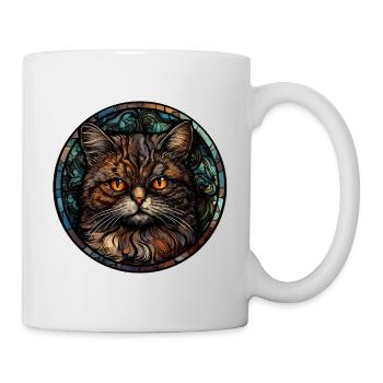 Selkirk Rex Katzenrasse Aquarellglas - Tasse - Weiß - Rechts