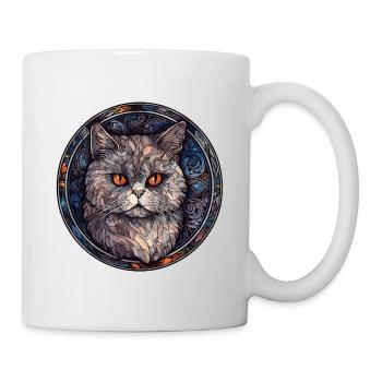 Selkirk Rex Katzenrasse Aquarell Glasmalerei - Tasse - Weiß - Rechts