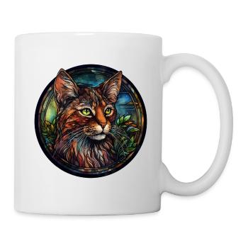 Sokoke Katzenrasse Aquarell Glasmalerei - Tasse - Weiß - Rechts