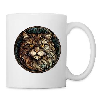 Sibirische Katzenrasse Aquarell Glasmalerei - Tasse - Weiß - Rechts