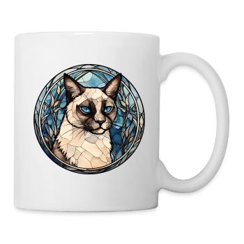 Schneeschuh-Katzenrasse Aquarell-Glasmalerei - Tasse - Weiß - Rechts