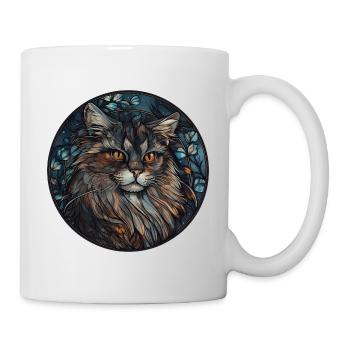 Sibirische Katzenrasse Aquarell Glasmalerei - Tasse - Weiß - Rechts