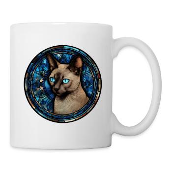 Tonkinesische Katzenrasse Aquarell Glasmalerei - Tasse - Weiß - Rechts